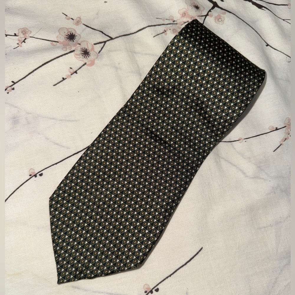 Oscar de la Renta Elegant Olive green and Gold Men's Tie